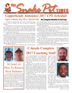 Copperheads Announce 2017 CPL Schedule C
