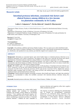 Intestinal protozoa infections, associated risk factors and clinical