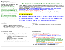 See the next page for directions for today`s starter, which