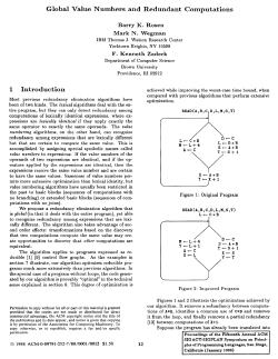 Global Value Numbers and Redundant Computations 1 Introduction
