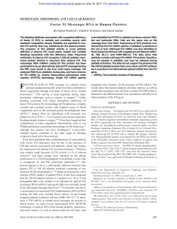 Factor XI Messenger RNA in Human Platelets
