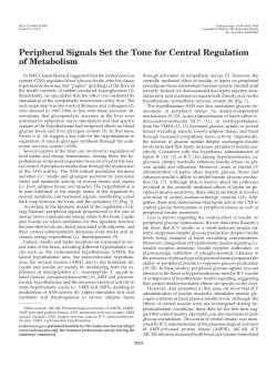 Peripheral Signals Set the Tone for Central Regulation of Metabolism