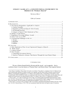 stolen valor act: a constitutional instrument