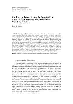 Challenges to Democracy and the Opportunity of a New