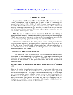 FERTILITY TABLES : F-9, F-9 SC, F-9 ST AND F-10