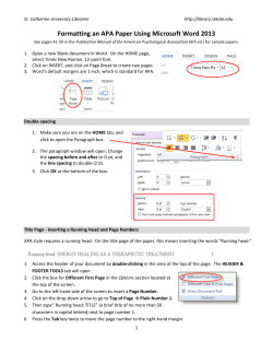 Formatting an APA Paper Using Microsoft Word