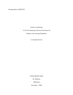 ASSISTIVE Assistive Technology: A Tool for Enhancing Classroom