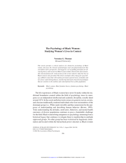 The Psychology of Black Women: Studying Women`s