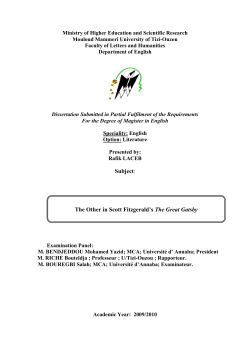 Subject: The Other in Scott Fitzgerald`s The Great Gatsby