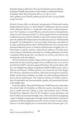 Revivalist Fantasy: Alliterative Verse and Nationalist Literary History