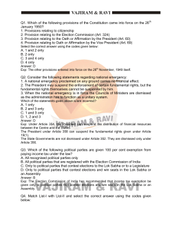 Q1. Which of the following provisions of the Constitution came into