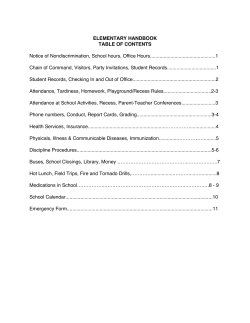 ELEMENTARY HANDBOOK TABLE OF CONTENTS Notice of