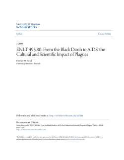 ENLT 495.80: From the Black Death to AIDS, the Cultural and