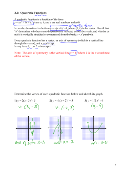 2.2:ааQuadratic Functions Note:ааThe axis of symmetry is the