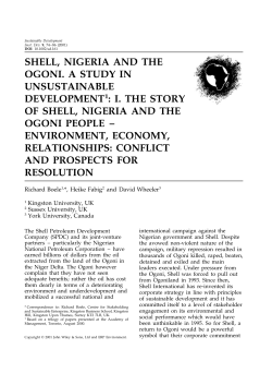 Shell, Nigeria and the Ogoni. A Study in Unsustainable Development