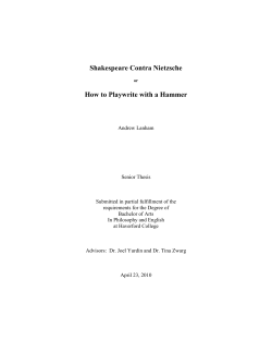 Shakespeare Contra Nietzsche, or, How to Playwrite with a Hammer