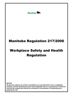 Manitoba Regulation 217/2006 Workplace Safety and Health