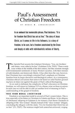 Paul`s Assessment of Christian Freedom