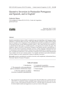 Quotative Inversion in Peninsular Portuguese and Spanish, and in