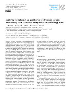 Exploring the nature of air quality over southwestern Ontario: main