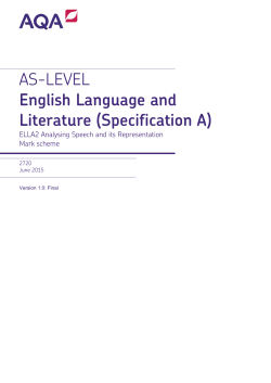 A-level English Language and Literature A Mark scheme Unit