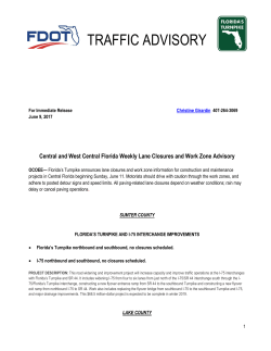 traffic advisory - Florida`s Turnpike