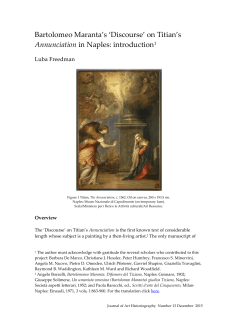 Bartolomeo Maranta`s `Discourse` on Titian`s Annunciation in Naples