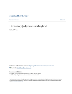 Declaratory Judgments in Maryland