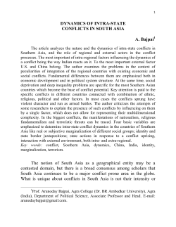 DYNAMICS OF INTRA-STATE CONFLICTS IN SOUTH ASIA А