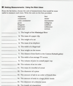 angstrom centimeter cubic centimeter gram kilogram kilometer light