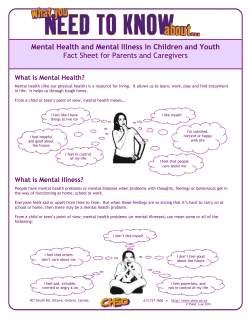 Mental Health and Mental Illness in Children and Youth Fact