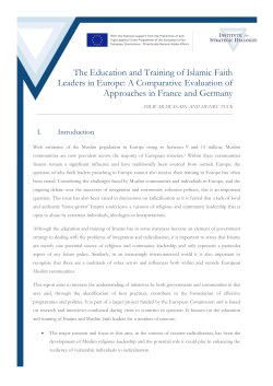 The Education and Training of Islamic Faith Leaders in Europe: A