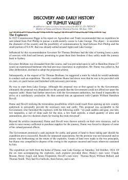 DISCOVERY AND EARLY HISTORY OF TUMUT VALLEY