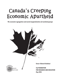 Canada`s Creeping Economic Apartheid: The economic