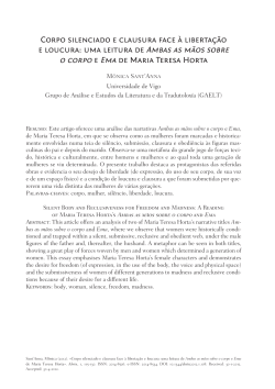 Corpo silenciado e clausura face &agrave; liberta&ccedil;&atilde;o e loucura: uma leitura