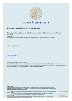 Urban micro-climate in the City of Fez, Morocco Rosenlund, Hans