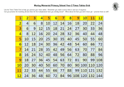 Morley Memorial Primary School Year 2 Times Tables Grid
