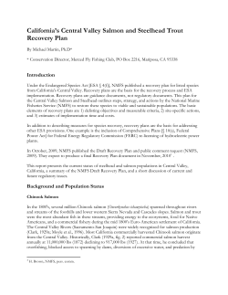 California`s Central Valley Salmon and Steelhead Trout Recovery Plan