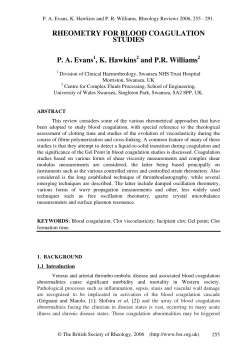 Rheometry in Blood Coagulation Studies