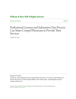 Professional Licenses and Substantive Due Process: Can States