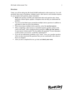 4th Grade Achievement Test 1 Directions: Today you will be taking