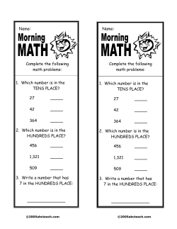 1. Which number is in the TENS PLACE? 27 _____ 42
