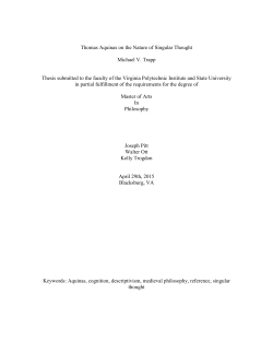 Thomas Aquinas on the Nature of Singular Thought Michael V