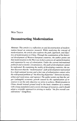 Deconstructing Modernization - Global University For Sustainability