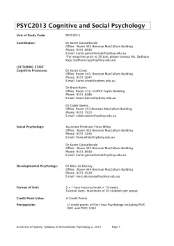 PSYC2013 Cognitive and Social Psychology