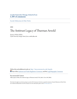 The Antitrust Legacy of Thurman Arnold - LAW eCommons