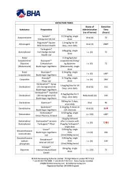 DETECTION TIMES Substance Preparation Dose Route of