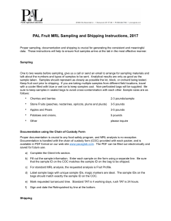 PAL Fruit MRL Sampling and Shipping Instructions, 2017