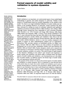 Barlas, Y., 1996, "Formal Aspects of Model Validity and Validation in