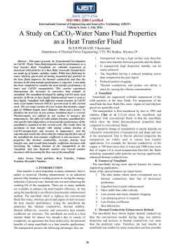 A Study on CaCO3-Water Nano Fluid Properties as a Heat Transfer